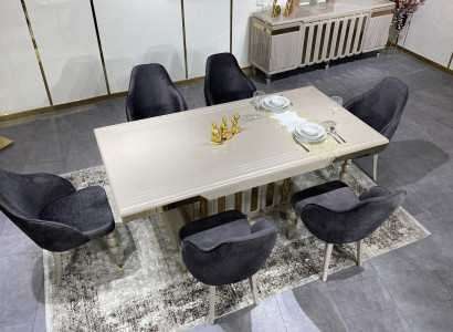 Luxury Dining room Set Dining table + 6x Chairs Designer Set Dining set Suite